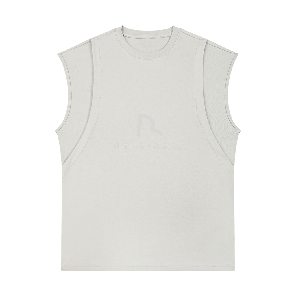 Spliced Panel Sleeveless Muscle T-Shirt